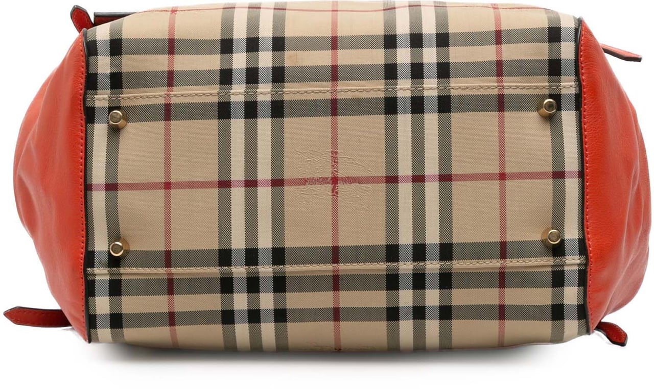 Burberry Small Haymarket Check Canvas and Leather Canterbury Tote Bruin