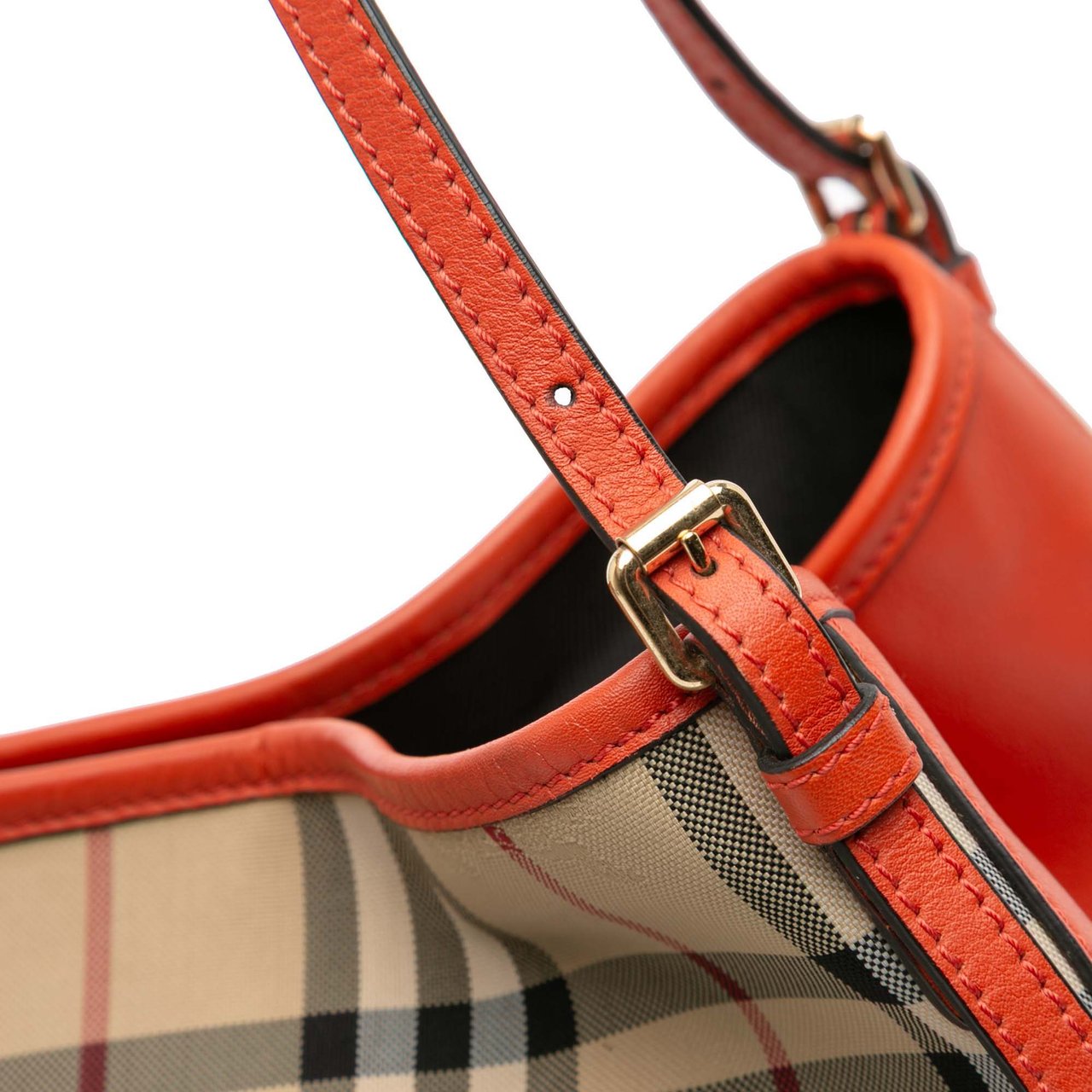 Burberry Small Haymarket Check Canvas and Leather Canterbury Tote Bruin