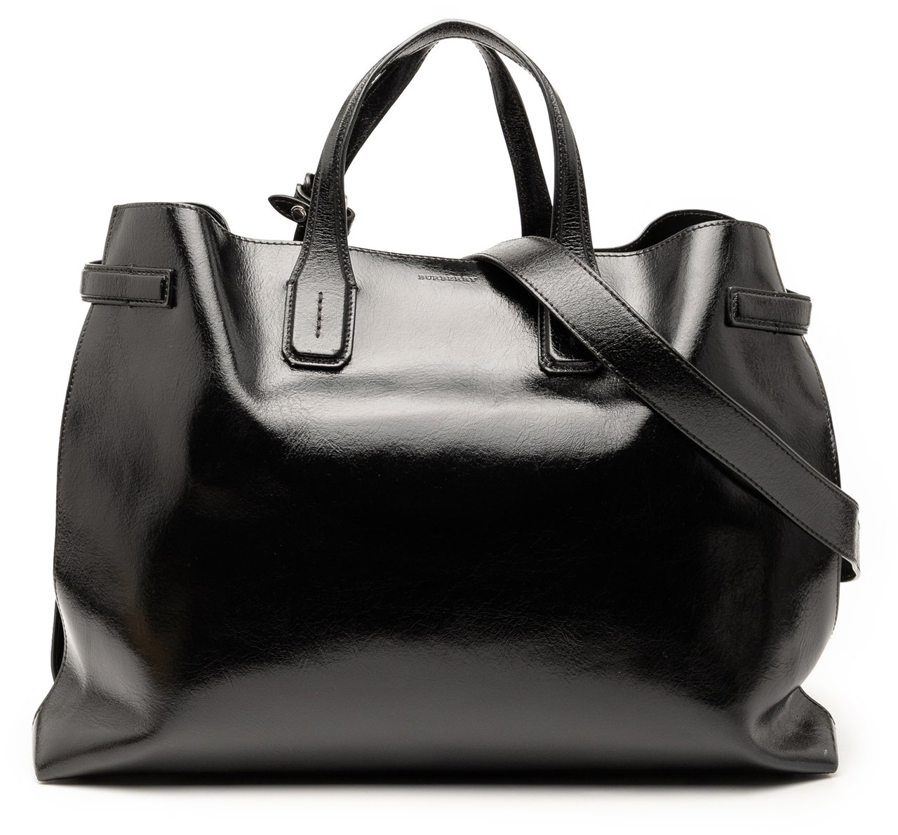 Burberry Large Soft Calfskin Banner Satchel Zwart