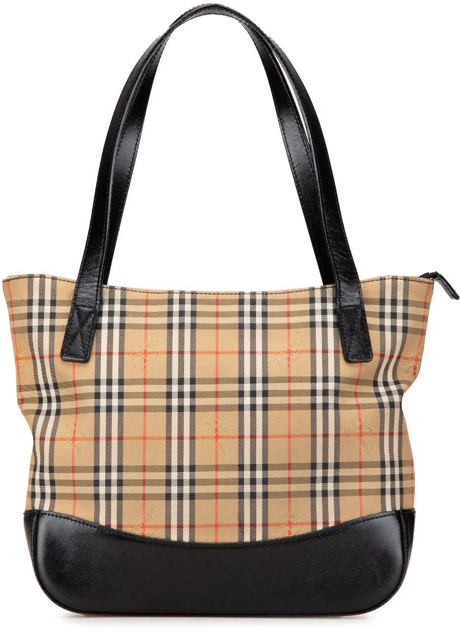 Burberry Haymarket Check Canvas Handbag Bruin