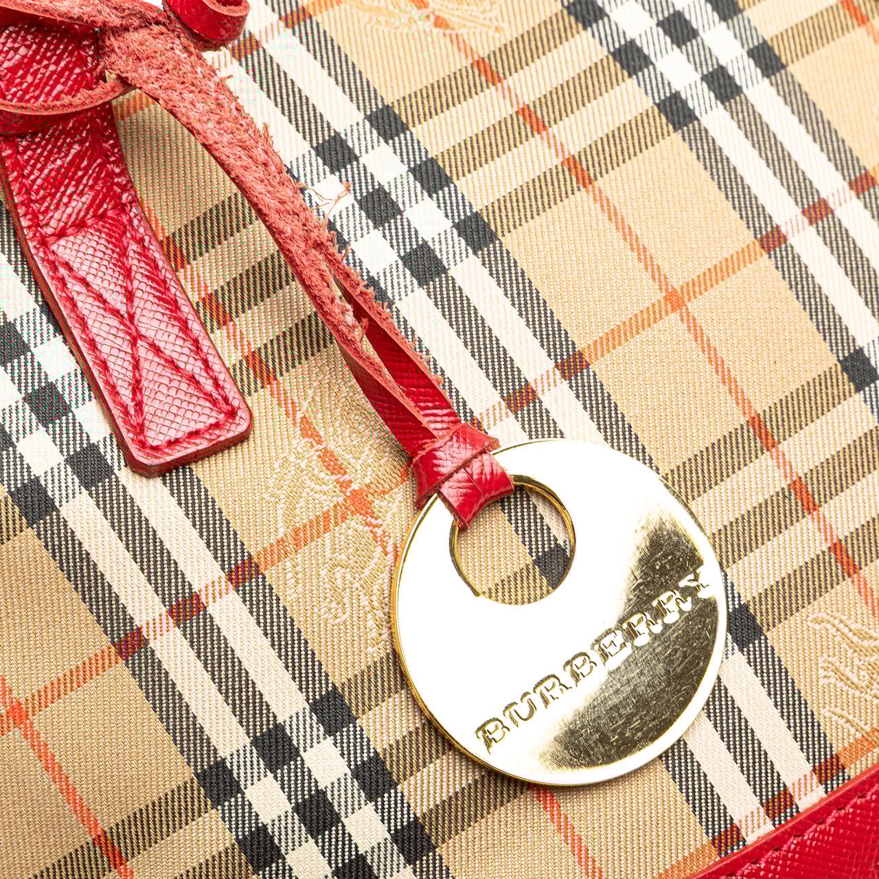 Burberry Haymarket Check Canvas Handbag Bruin