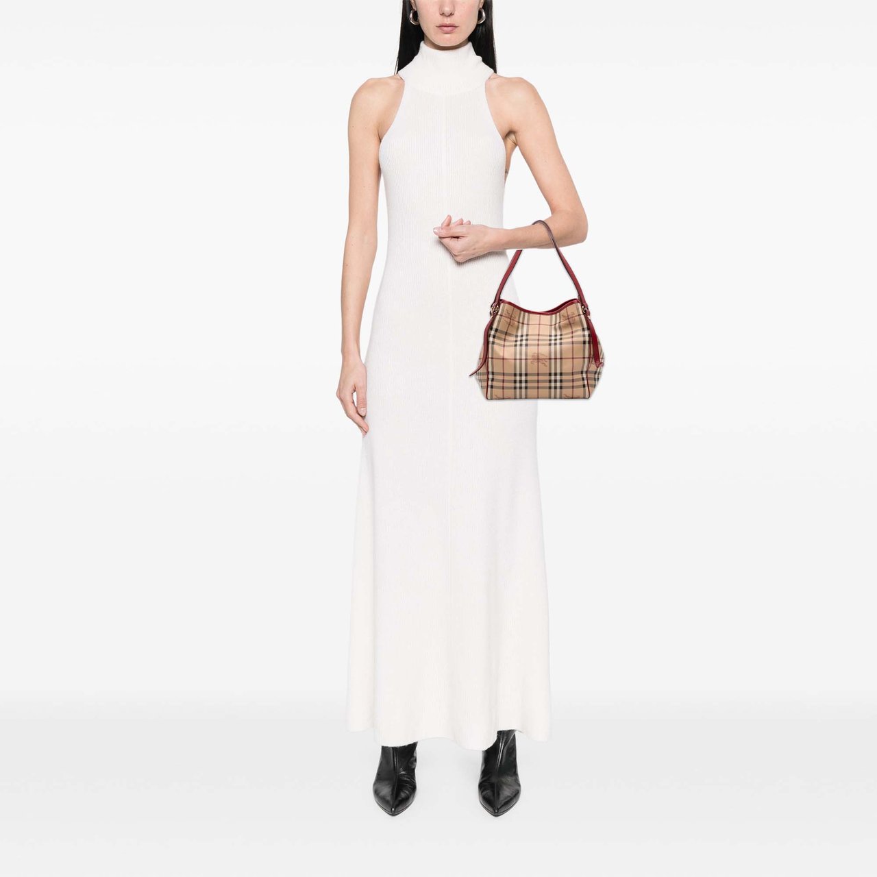 Burberry Small Haymarket Check Coated Canvas Canterbury Tote Bruin