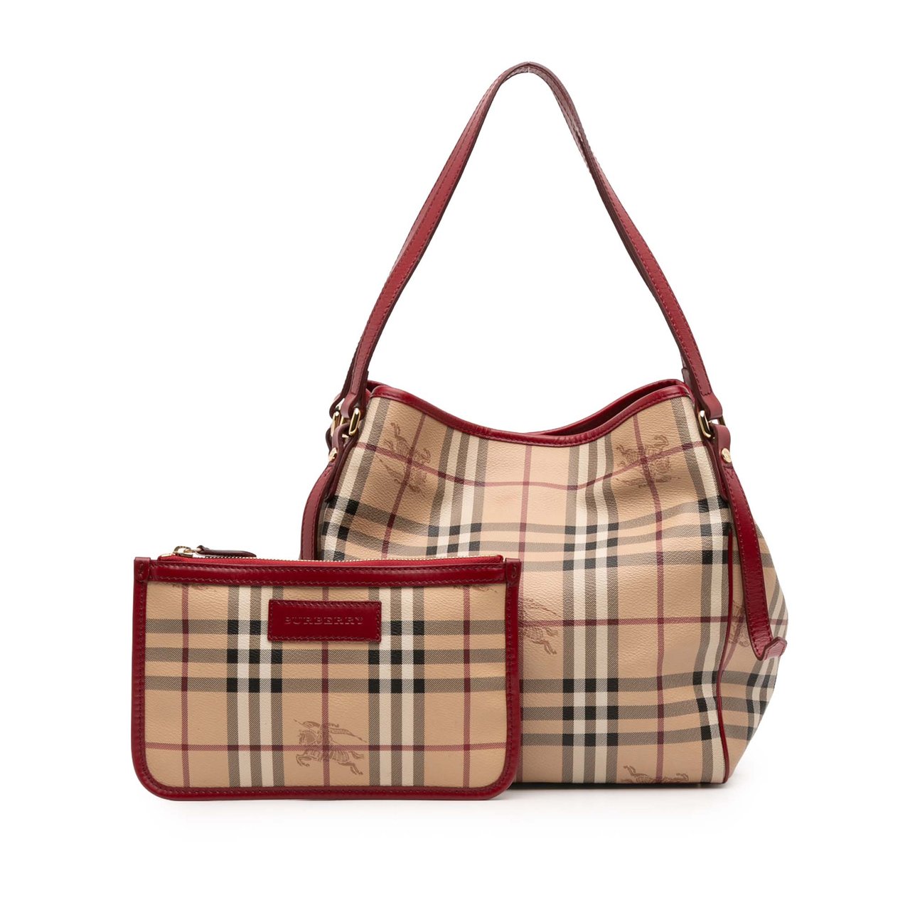 Burberry Small Haymarket Check Coated Canvas Canterbury Tote Bruin