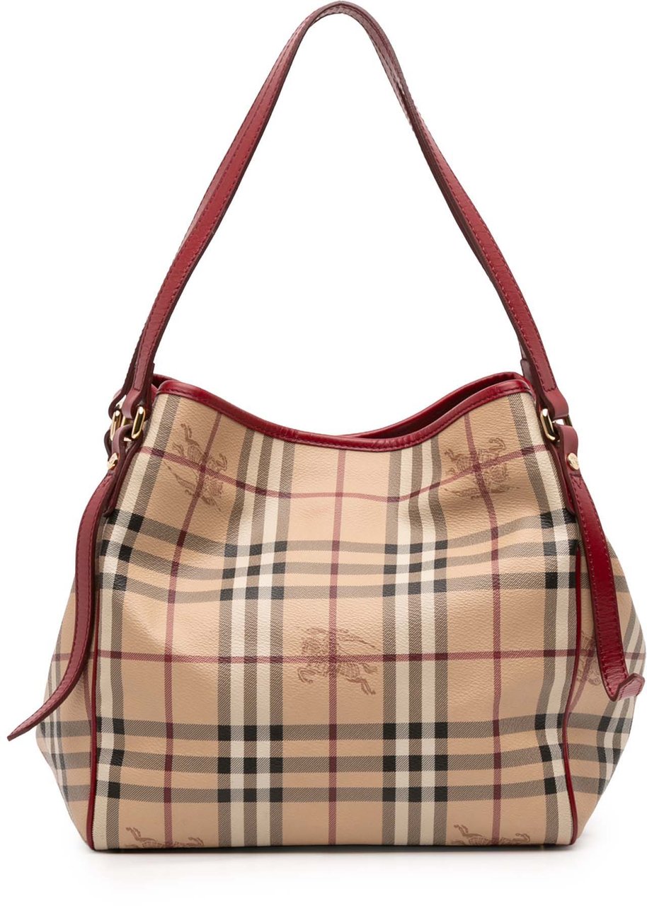 Burberry Small Haymarket Check Coated Canvas Canterbury Tote Bruin