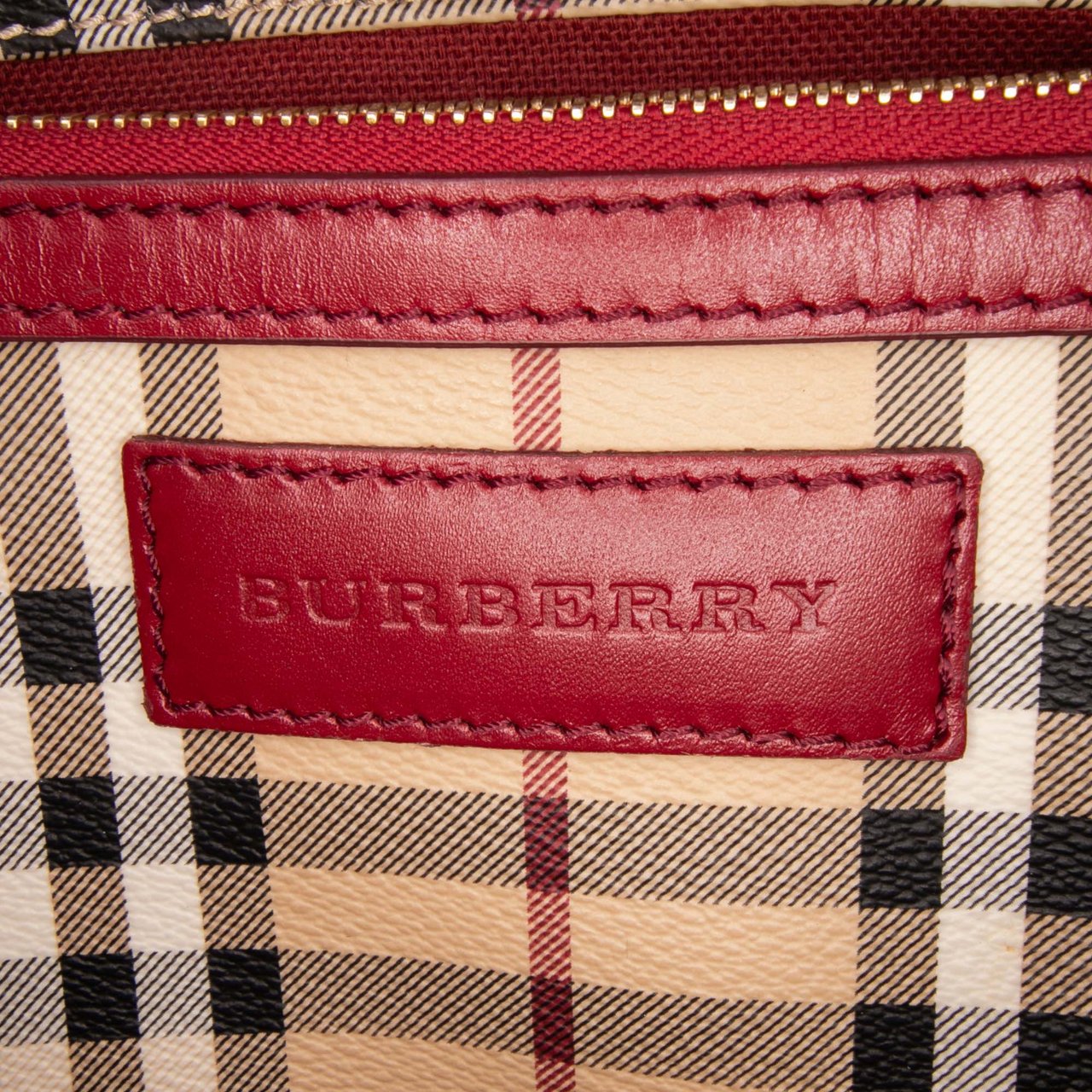 Burberry Small Haymarket Check Coated Canvas Canterbury Tote Bruin