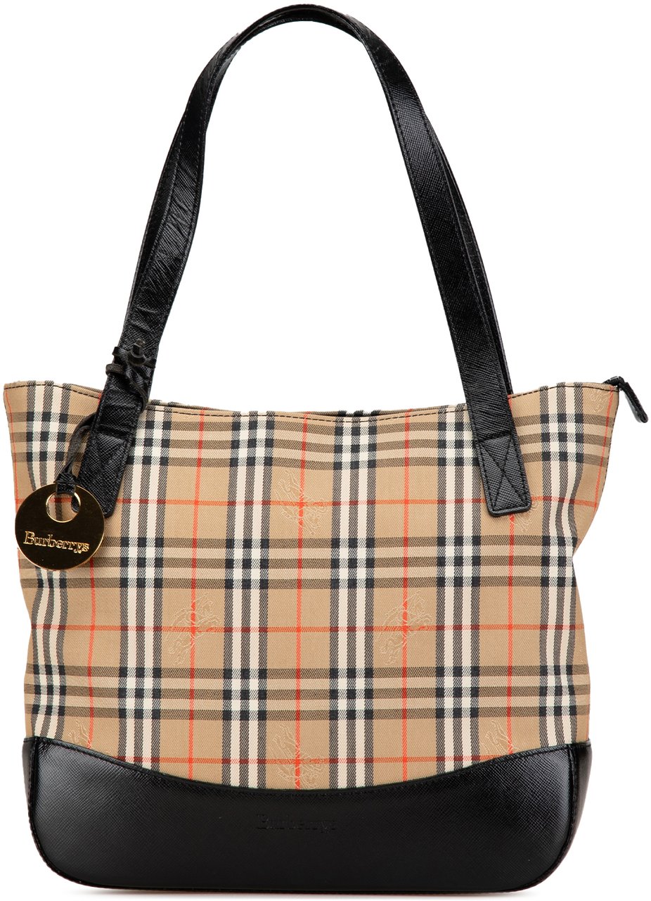 Burberry Haymarket Check Canvas Handbag Bruin