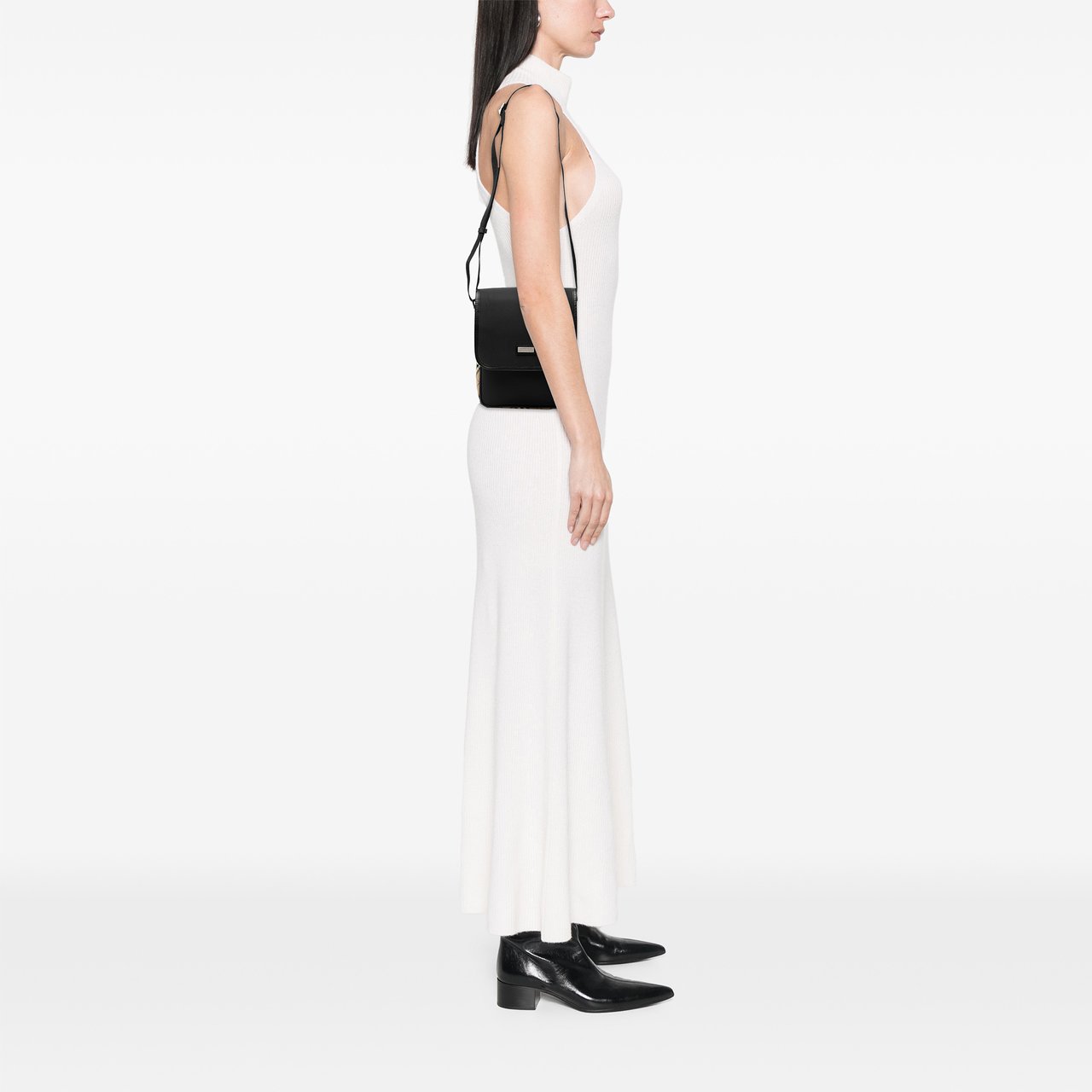 Burberry Nova Check Trimmed Nylon Flap Crossbody Zwart