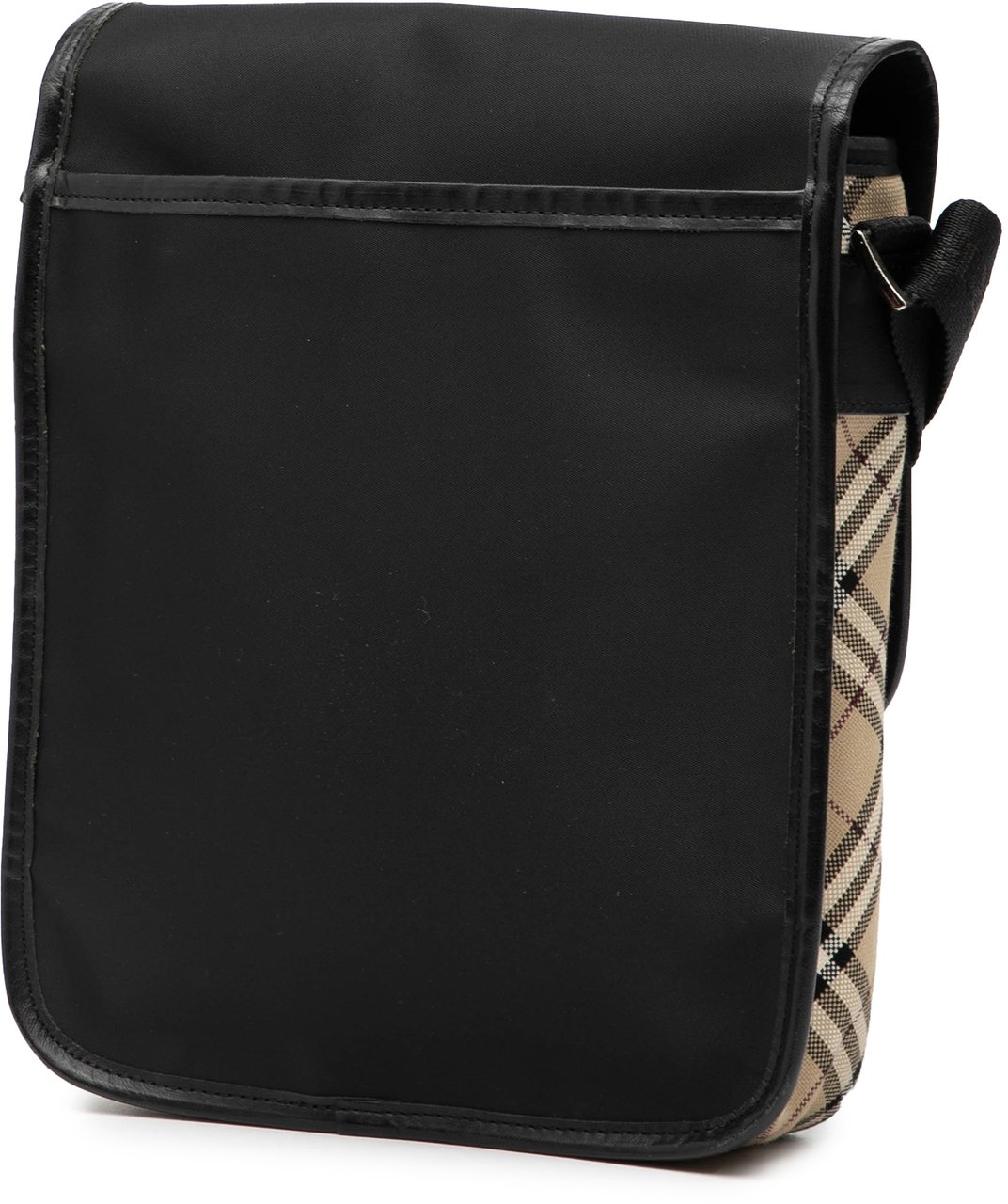 Burberry Nova Check Trimmed Nylon Flap Crossbody Zwart