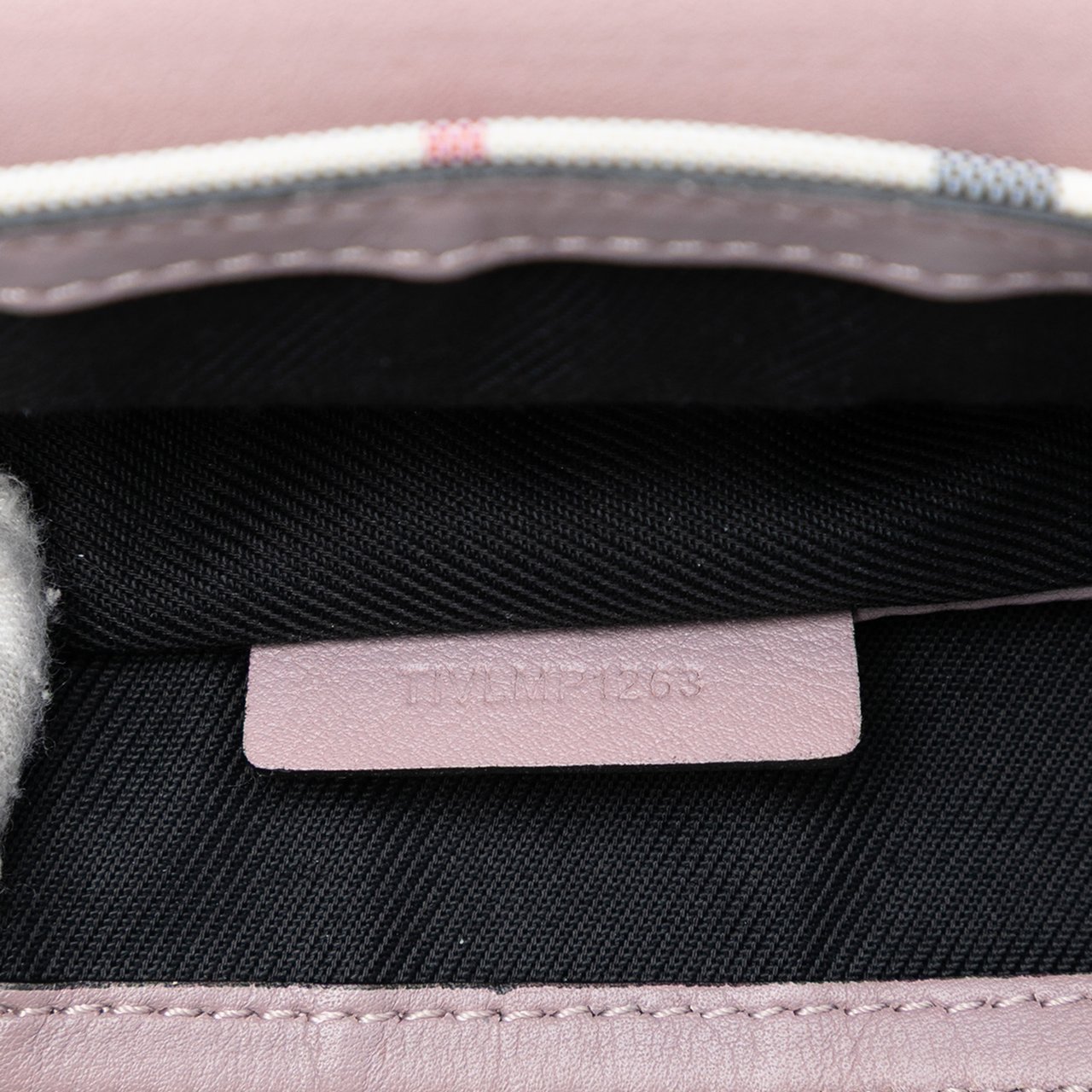 Burberry Small Haymarket Check Trimmed Leather Dickens Crossbody Roze