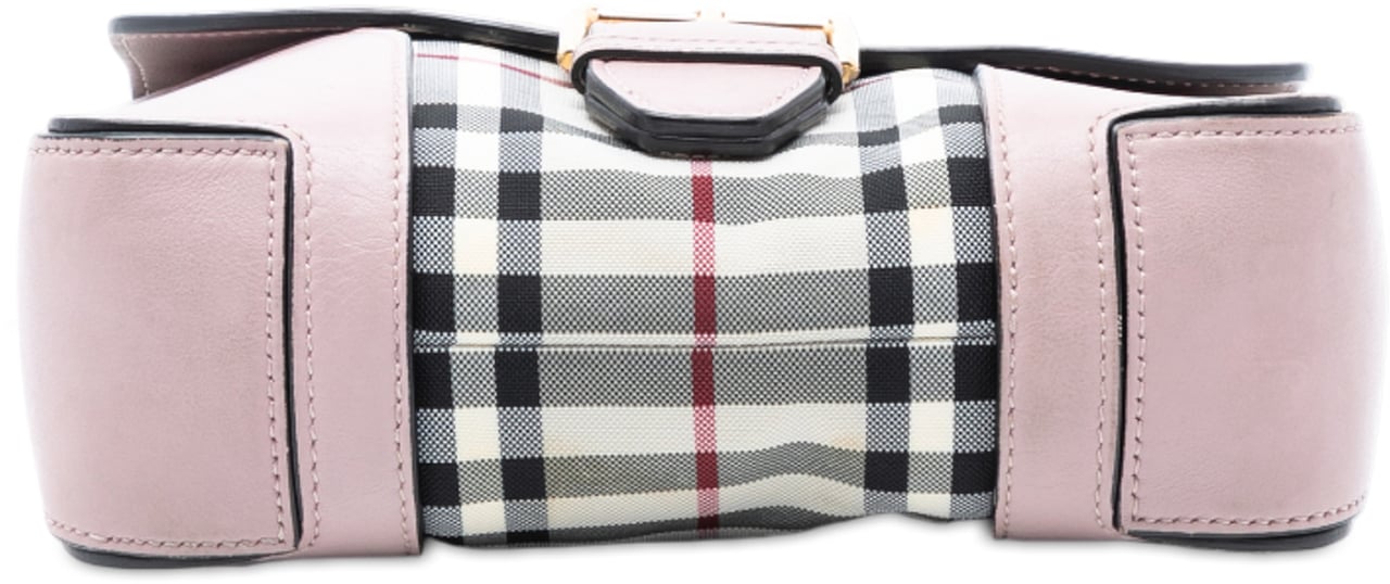 Burberry Small Haymarket Check Trimmed Leather Dickens Crossbody Roze