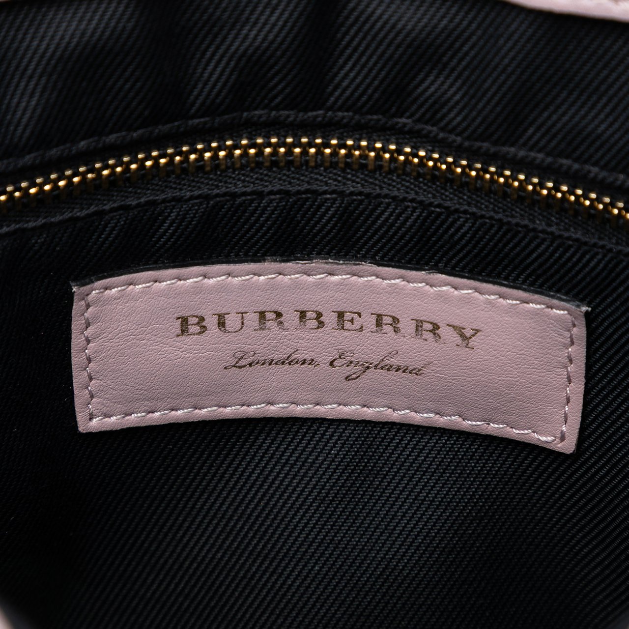 Burberry Small Haymarket Check Trimmed Leather Dickens Crossbody Roze