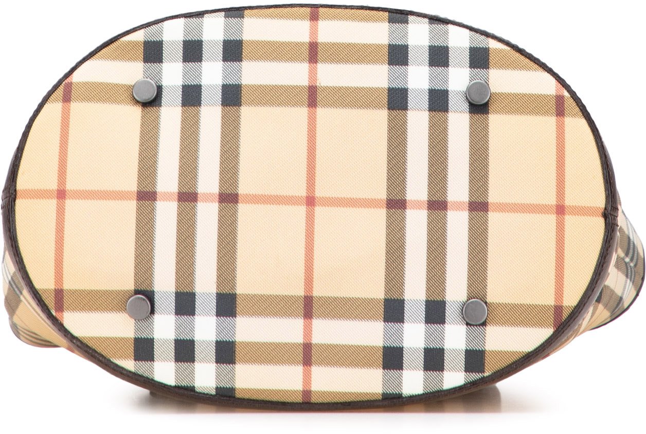 Burberry House Check Coated Canvas Bucket Bag Bruin