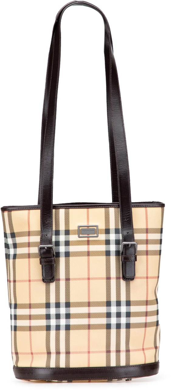 Burberry House Check Coated Canvas Bucket Bag Bruin