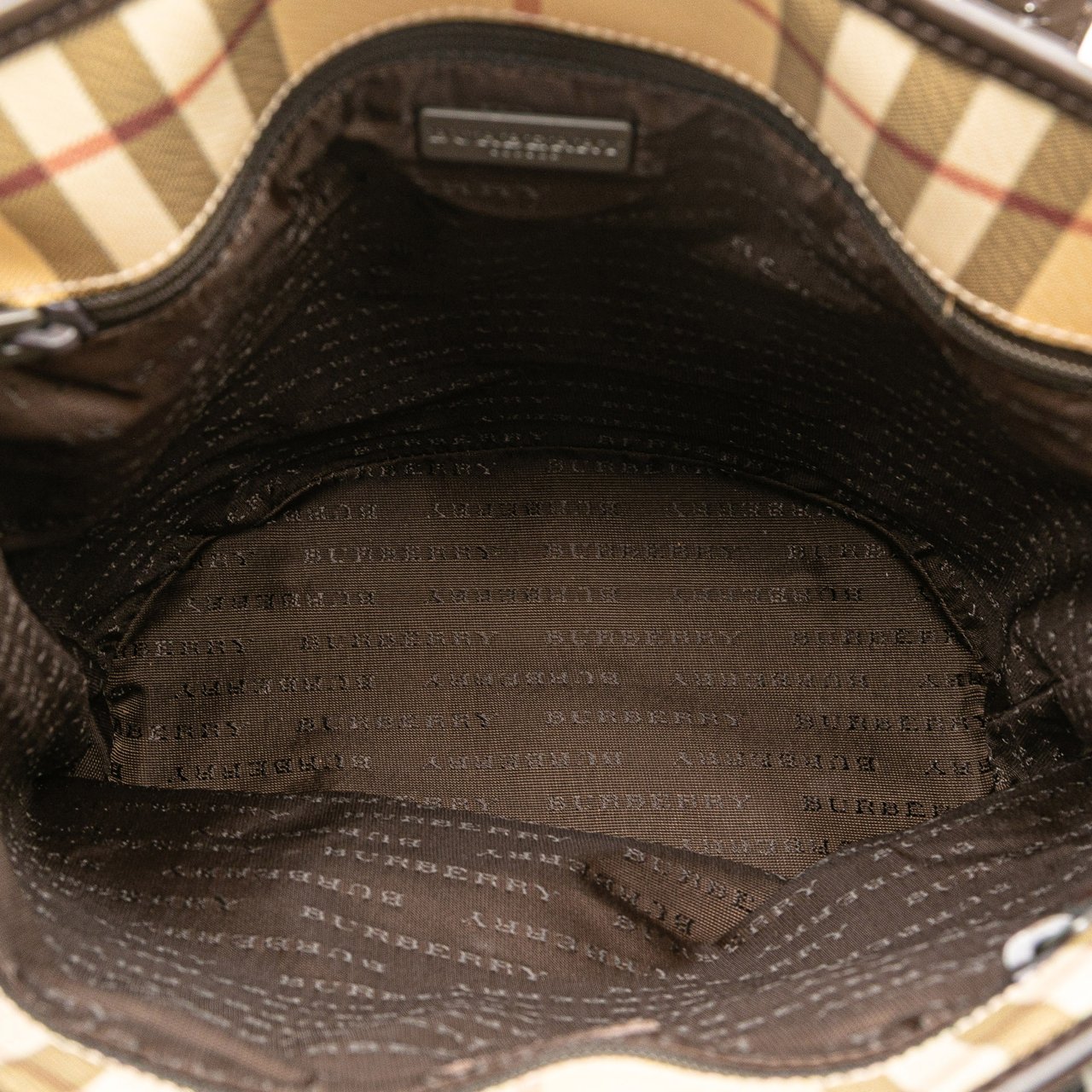 Burberry House Check Coated Canvas Bucket Bag Bruin