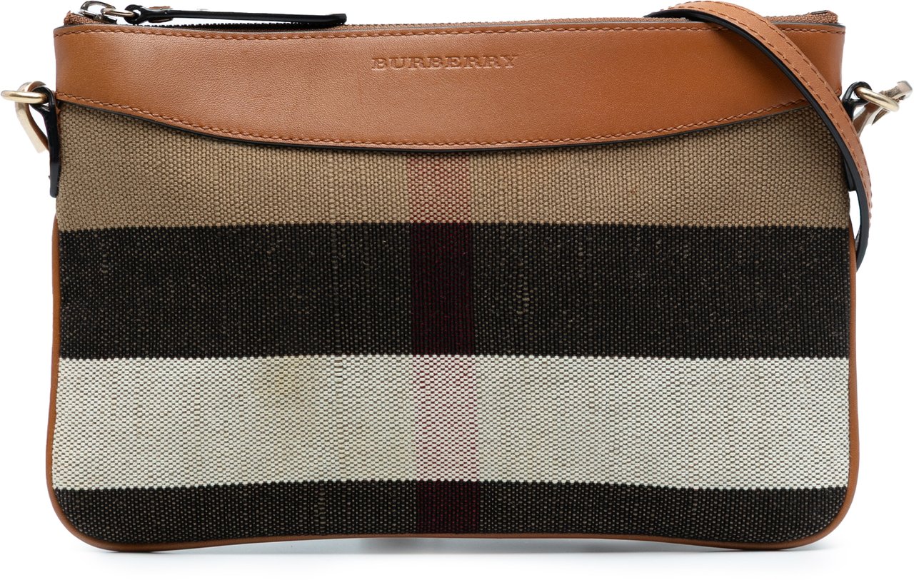 Burberry Mega Check Canvas Peyton Crossbody Bruin