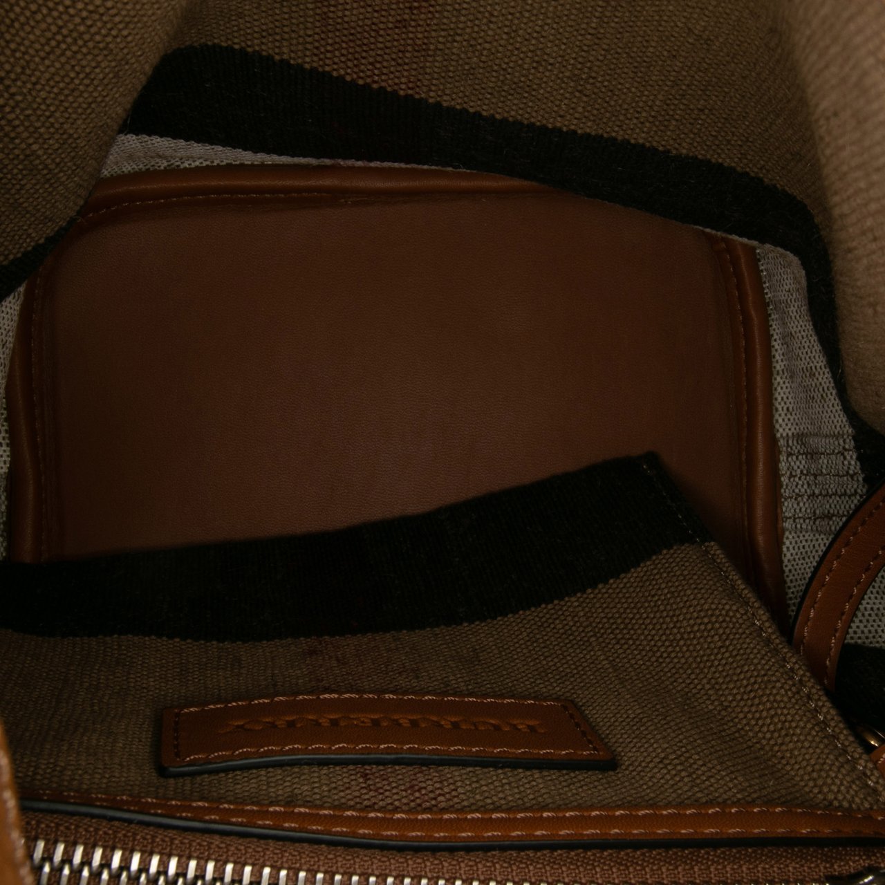 Burberry Mini Mega Check Canvas Ashby Tassel Bucket Bag Bruin