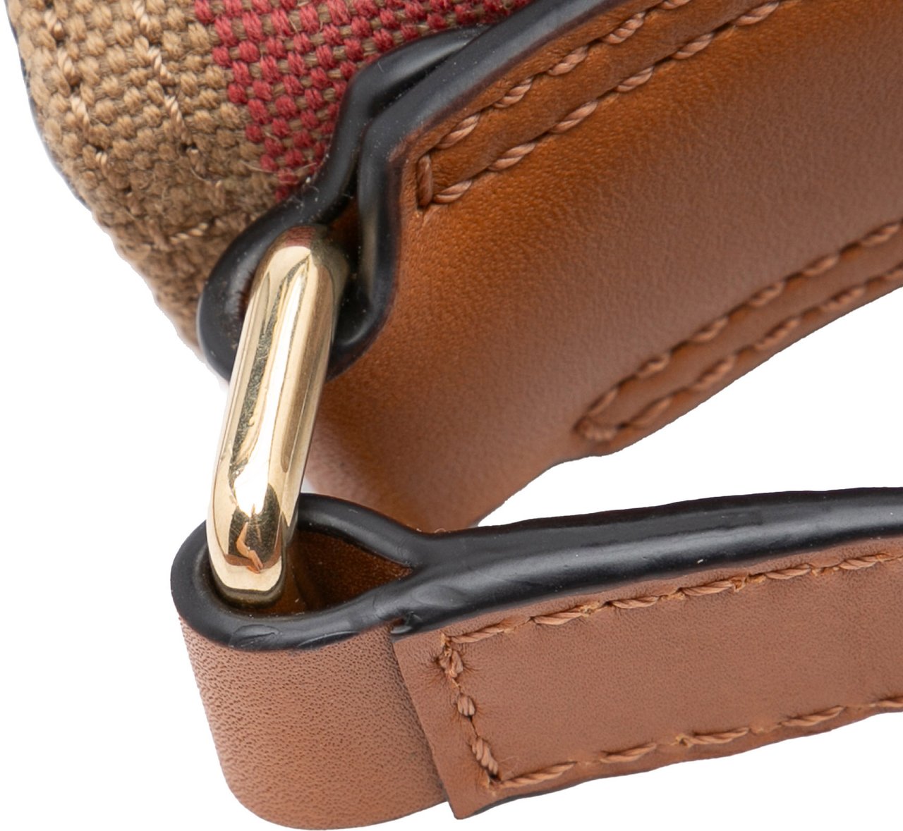 Burberry Mini Mega Check Canvas Ashby Tassel Bucket Bag Bruin