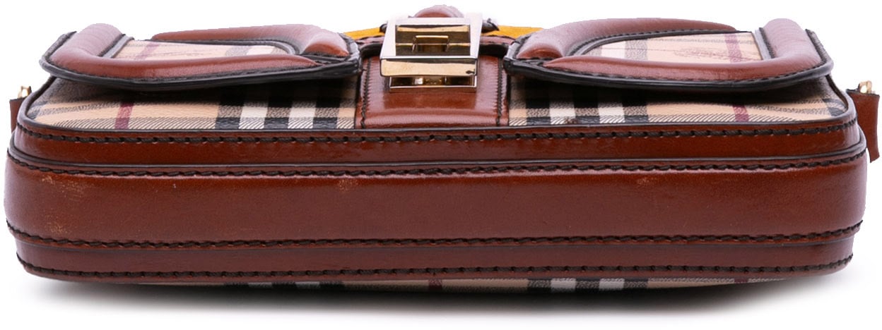 Burberry Haymarket Check Coated Canvas Brickfield Crossbody Bruin