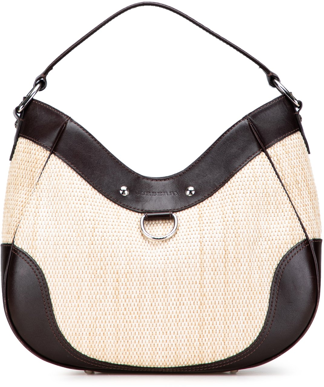 Burberry Straw and Leather Shoulder Bag Bruin