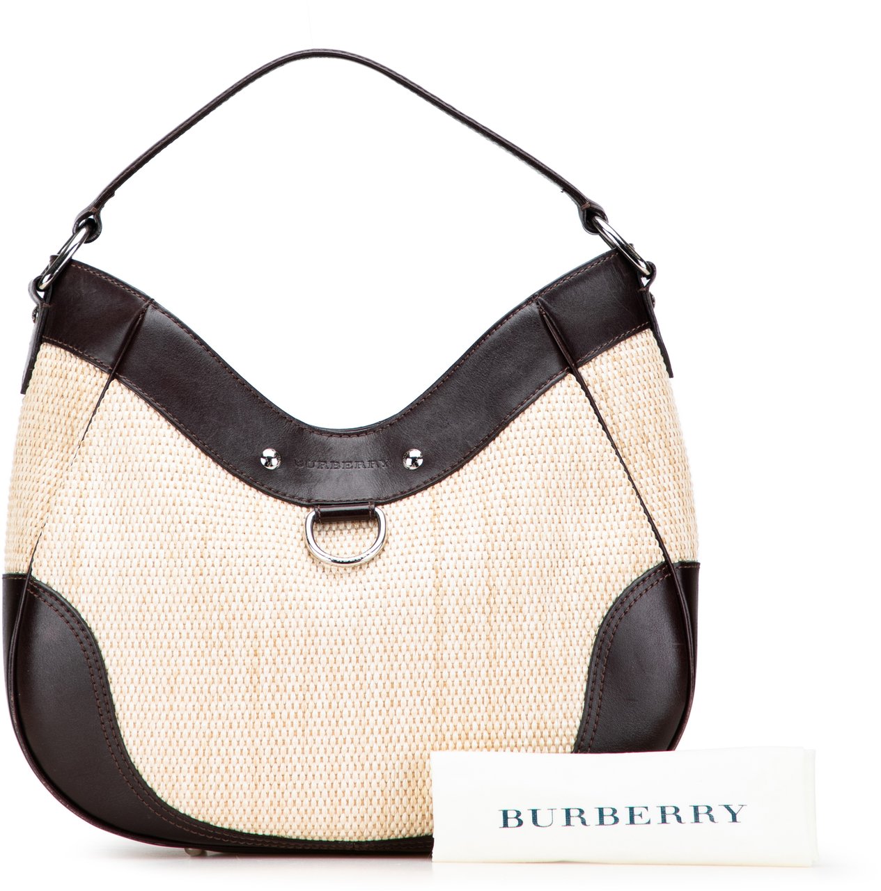 Burberry Straw and Leather Shoulder Bag Bruin