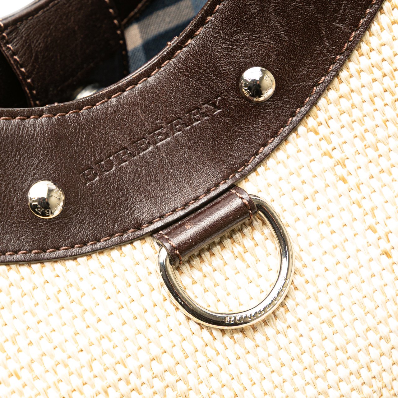 Burberry Straw and Leather Shoulder Bag Bruin