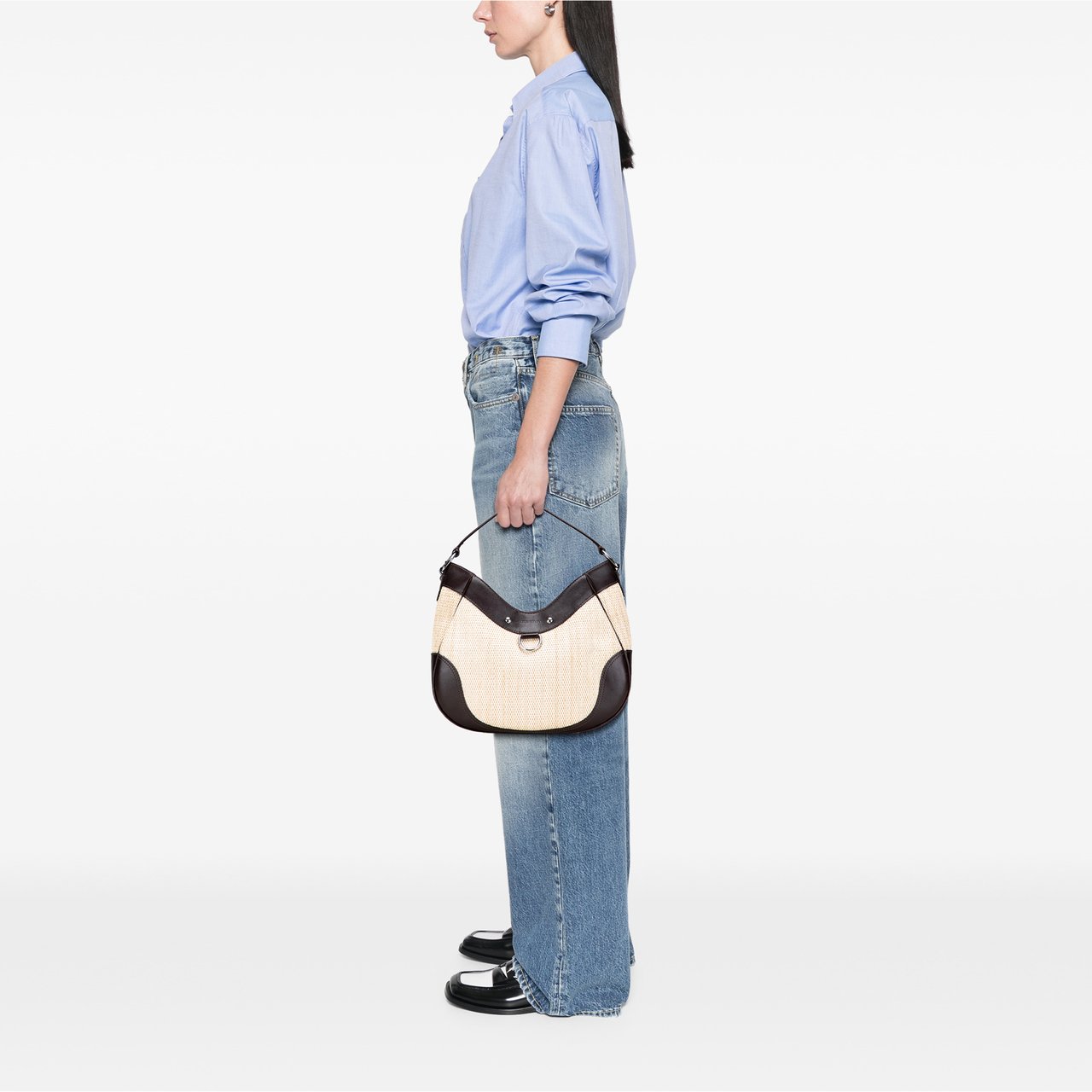 Burberry Straw and Leather Shoulder Bag Bruin