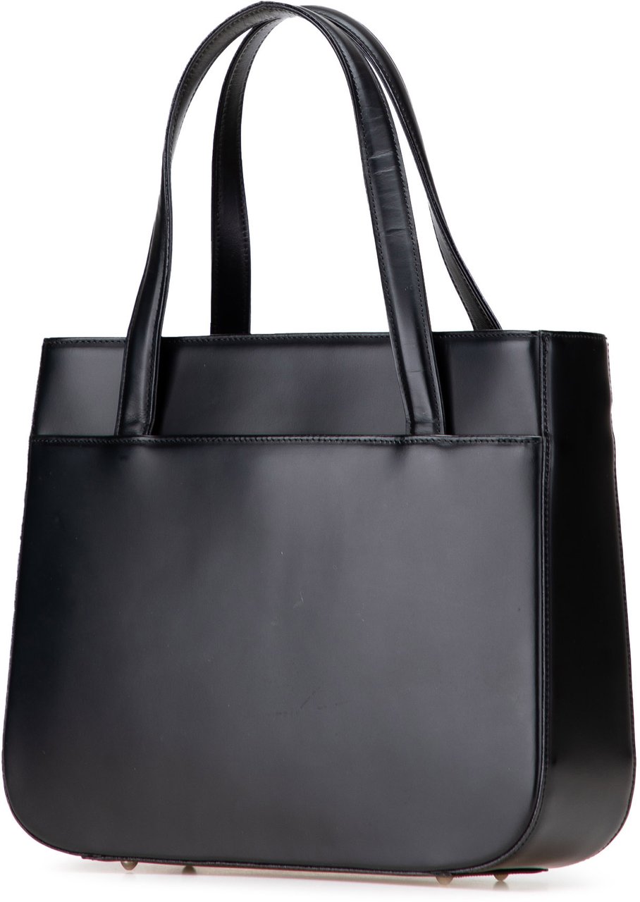 Burberry House Check Trimmed Leather Handbag Zwart
