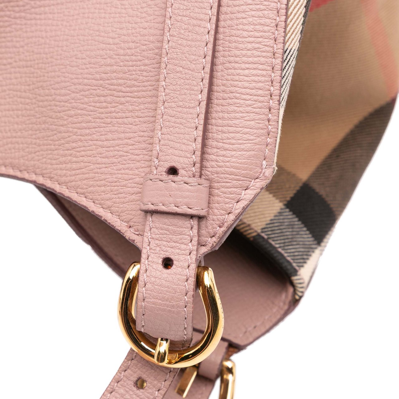 Burberry Small Leather and House Check Canvas Canterbury Tote Roze