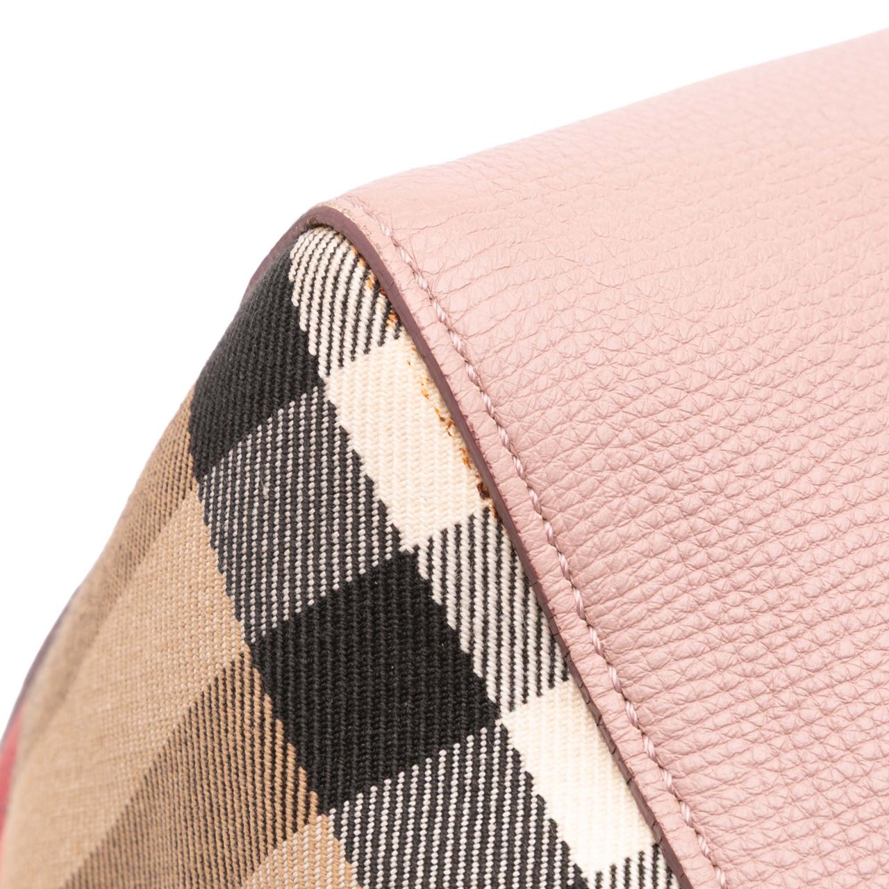 Burberry Small Leather and House Check Canvas Canterbury Tote Roze