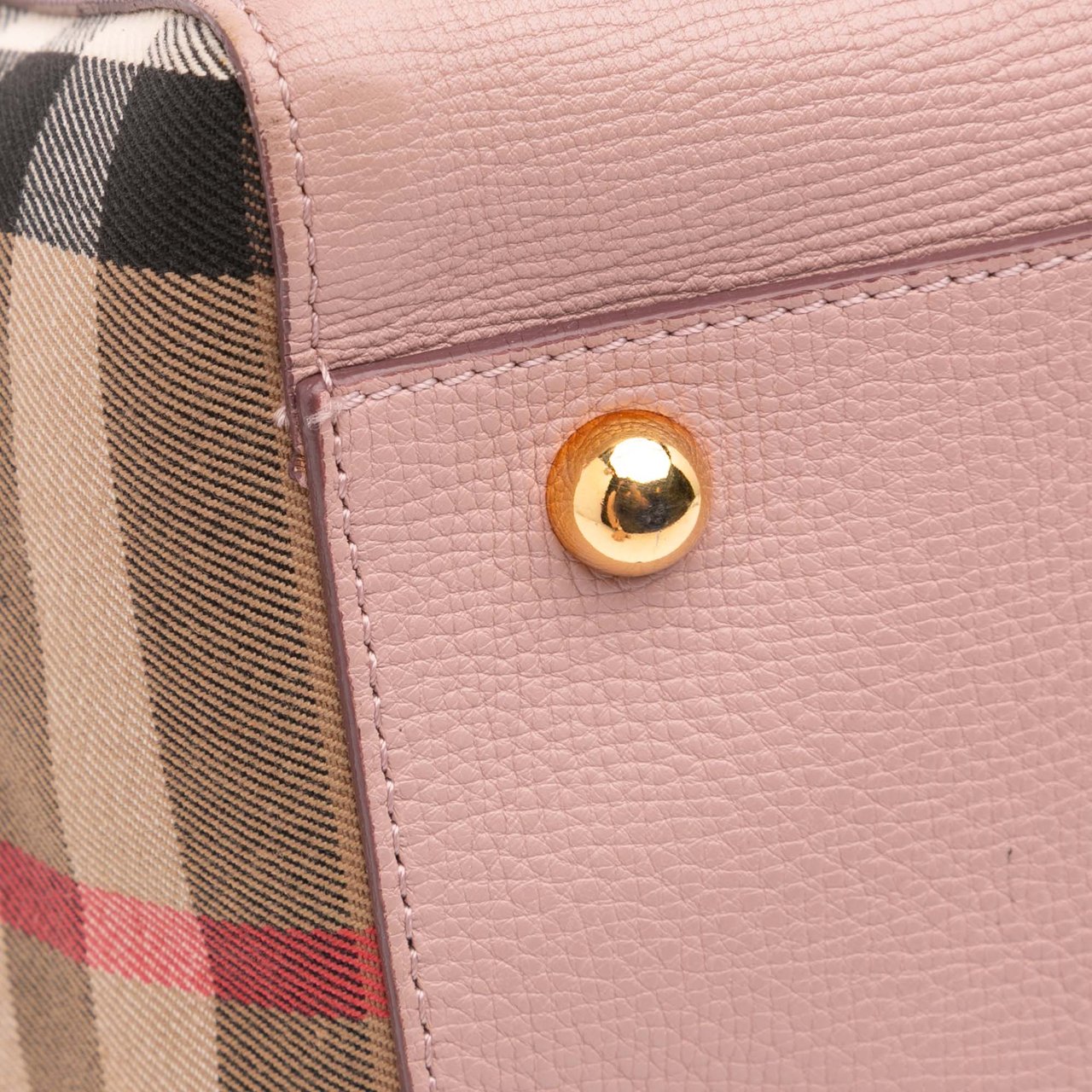 Burberry Small Leather and House Check Canvas Canterbury Tote Roze