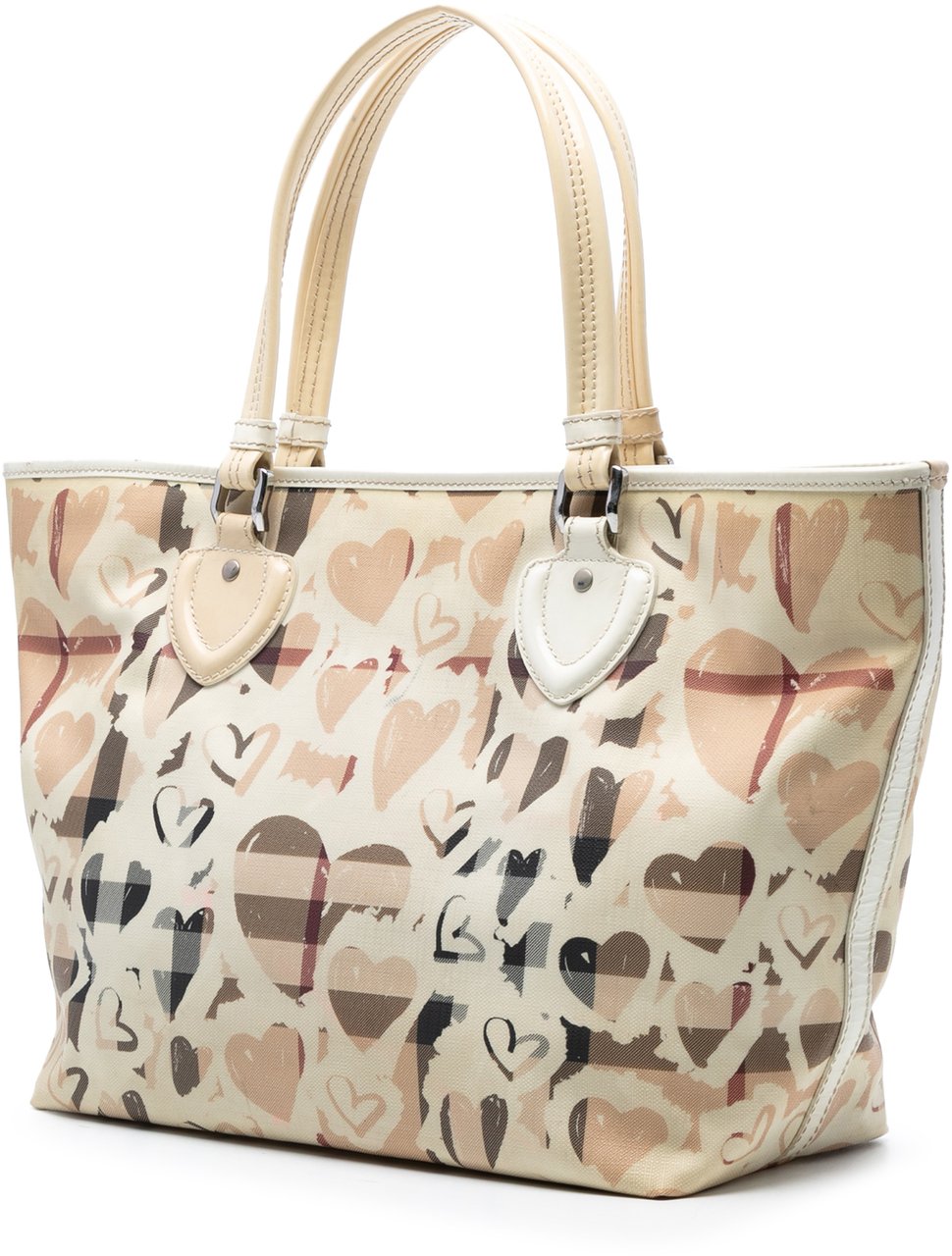 Burberry House Check Coated Canvas Hearts Gracie Tote Bruin