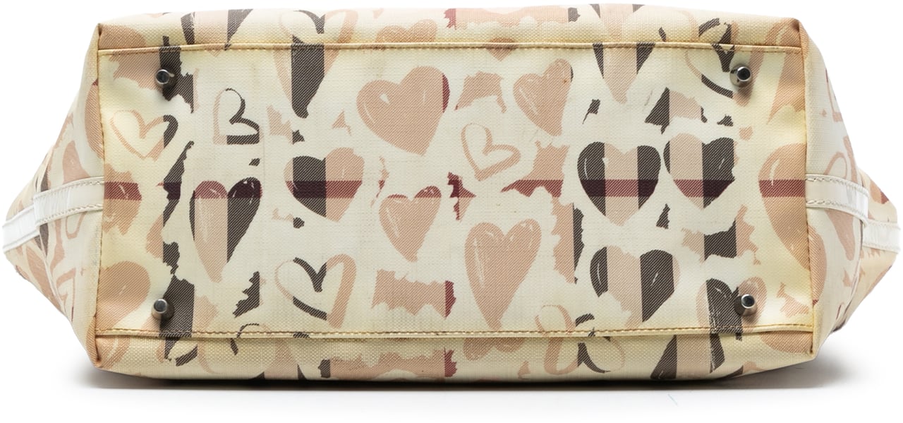 Burberry House Check Coated Canvas Hearts Gracie Tote Bruin