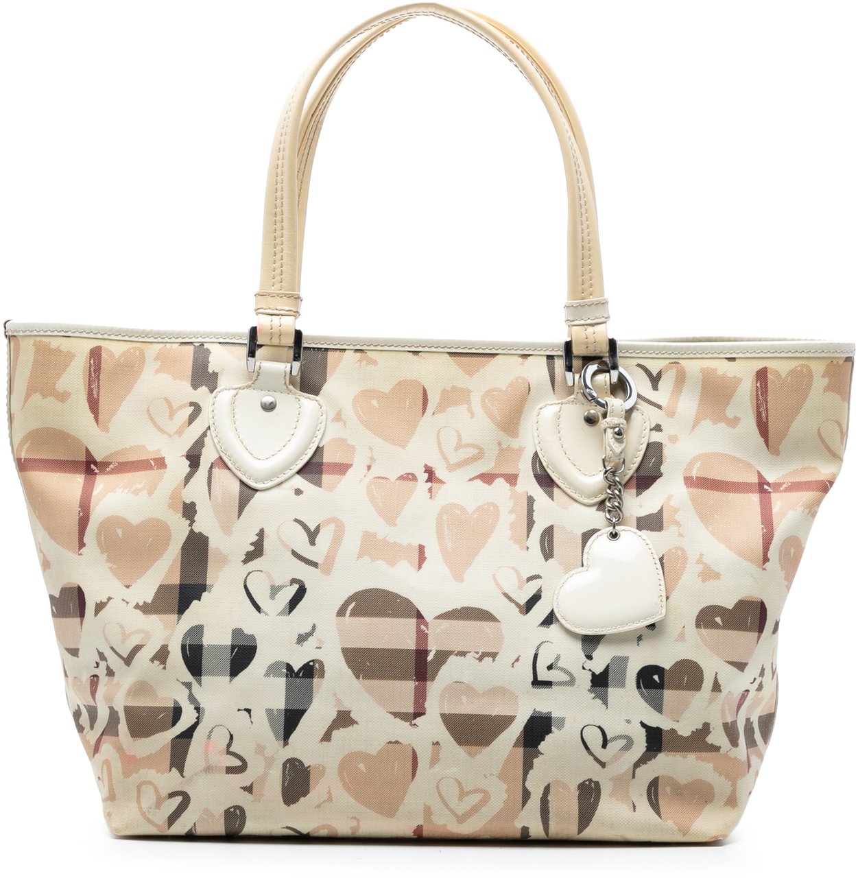 Burberry House Check Coated Canvas Hearts Gracie Tote Bruin