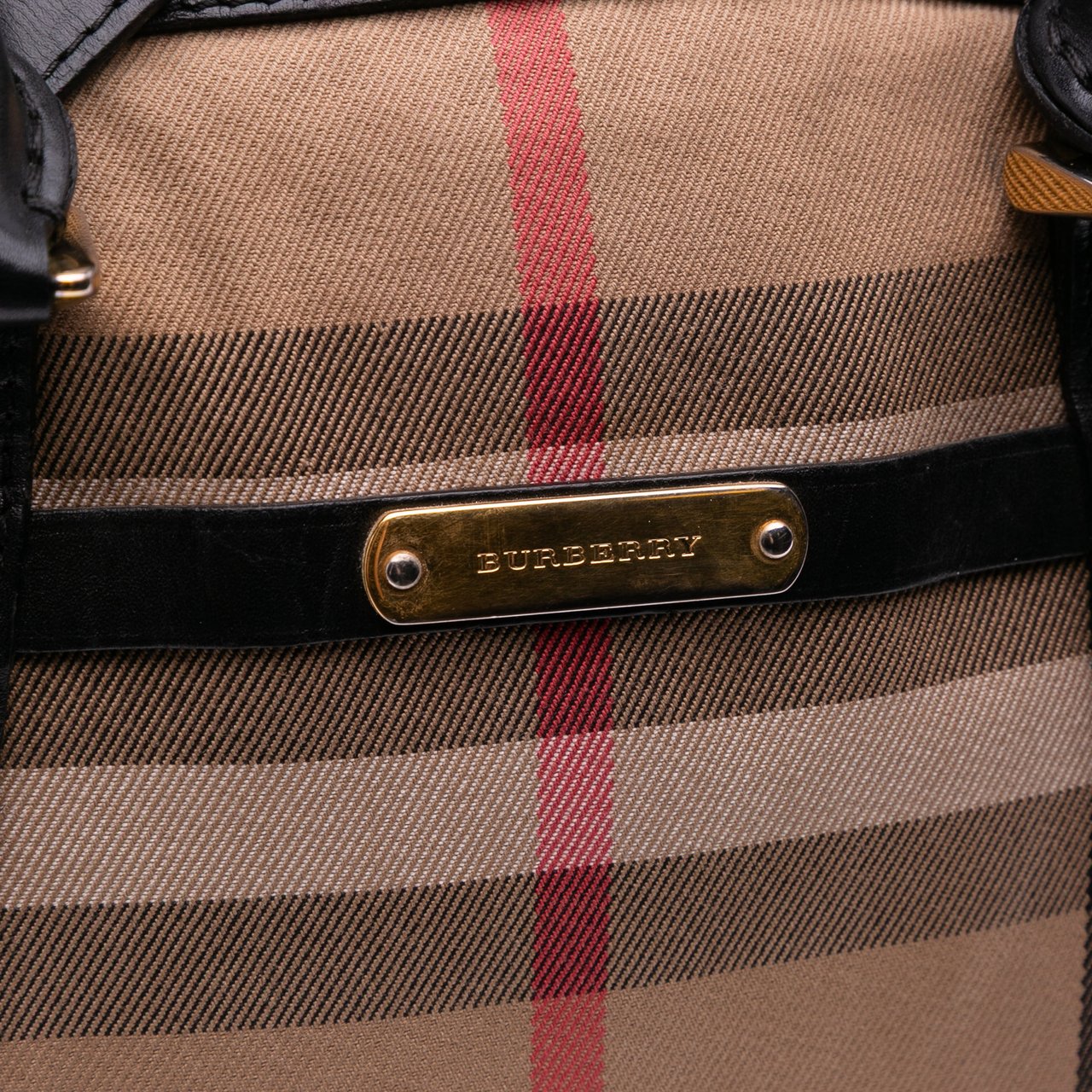 Burberry Small Leather Trimmed House Check Canvas Bridle Orchard Satchel Bruin