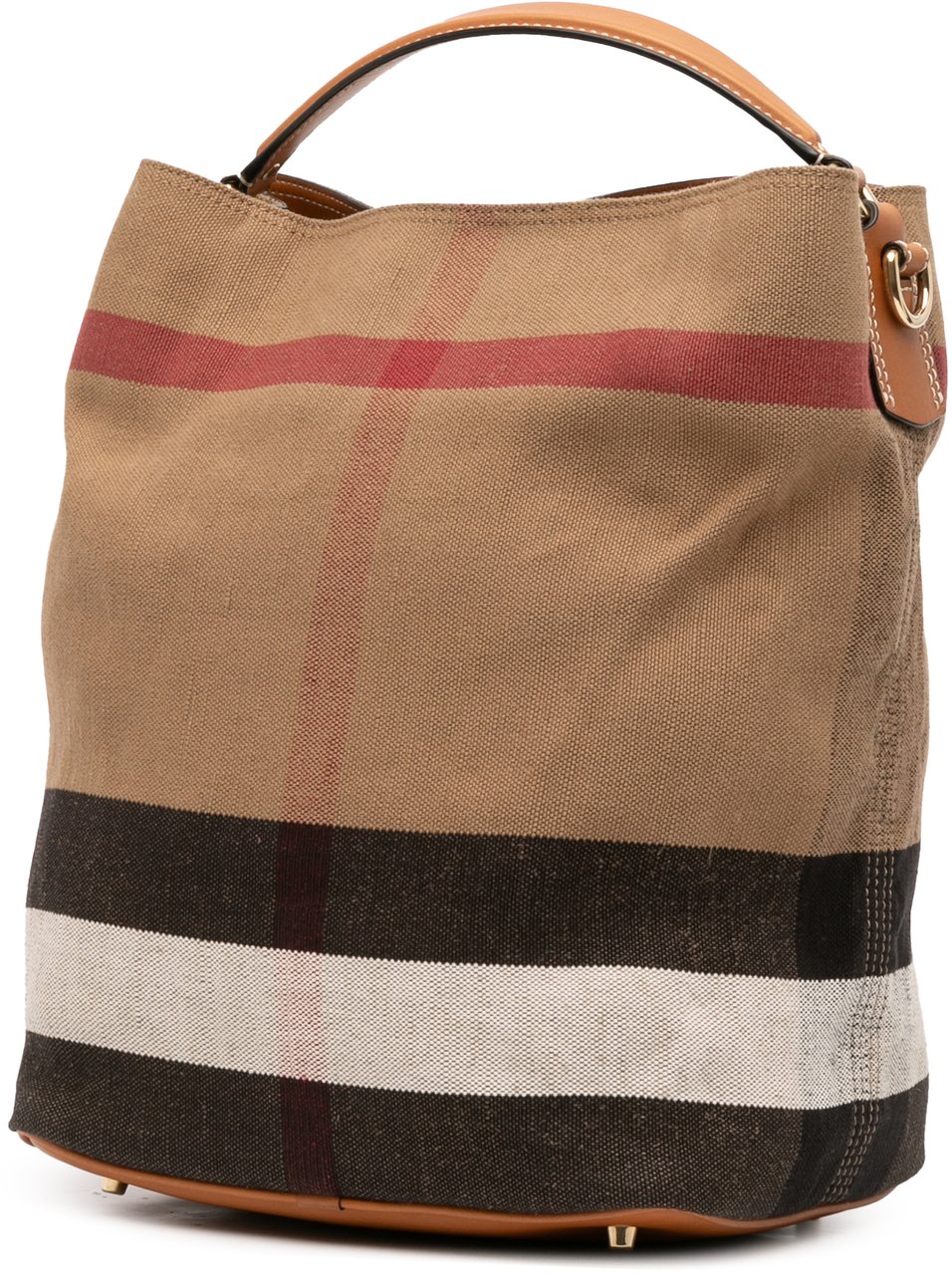 Burberry Medium Mega Check Canvas Ashby Bucket Bag Bruin