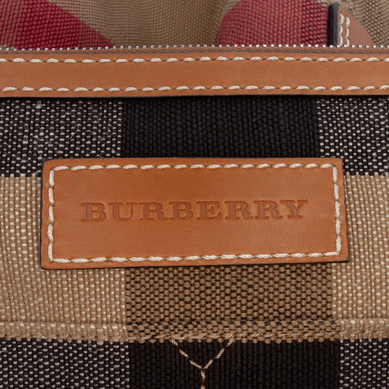 Burberry Medium Mega Check Canvas Ashby Bucket Bag Bruin