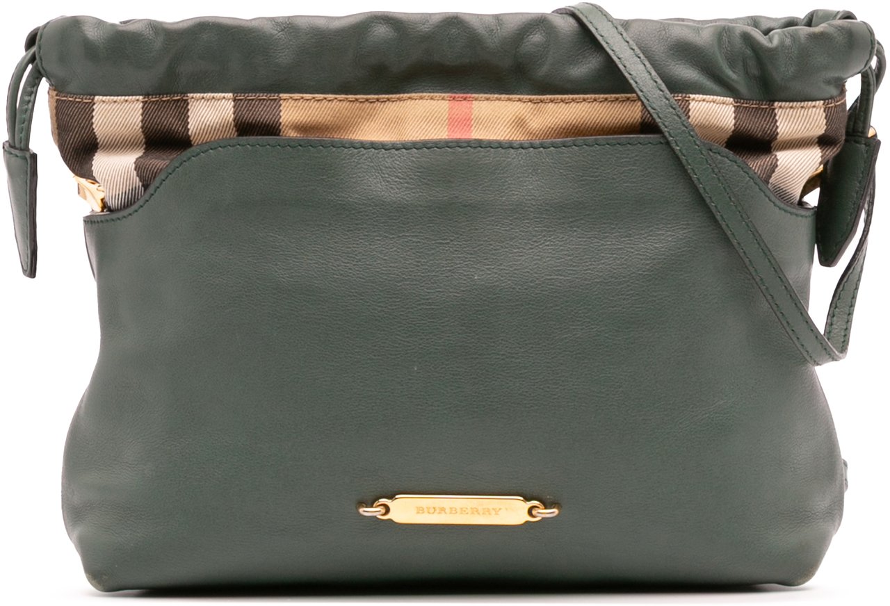Burberry House Check Canvas and Calfskin Little Crush Crossbody Groen