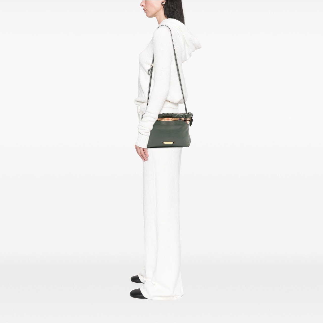 Burberry House Check Canvas and Calfskin Little Crush Crossbody Groen