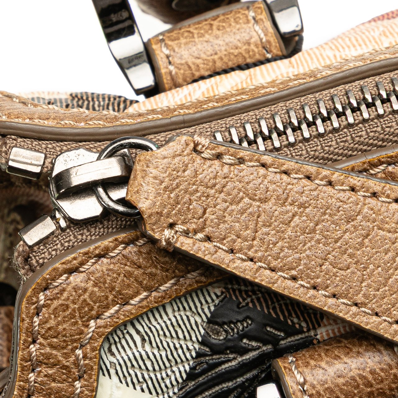 Burberry Embossed Supernova Check Coated Canvas Satchel Bruin