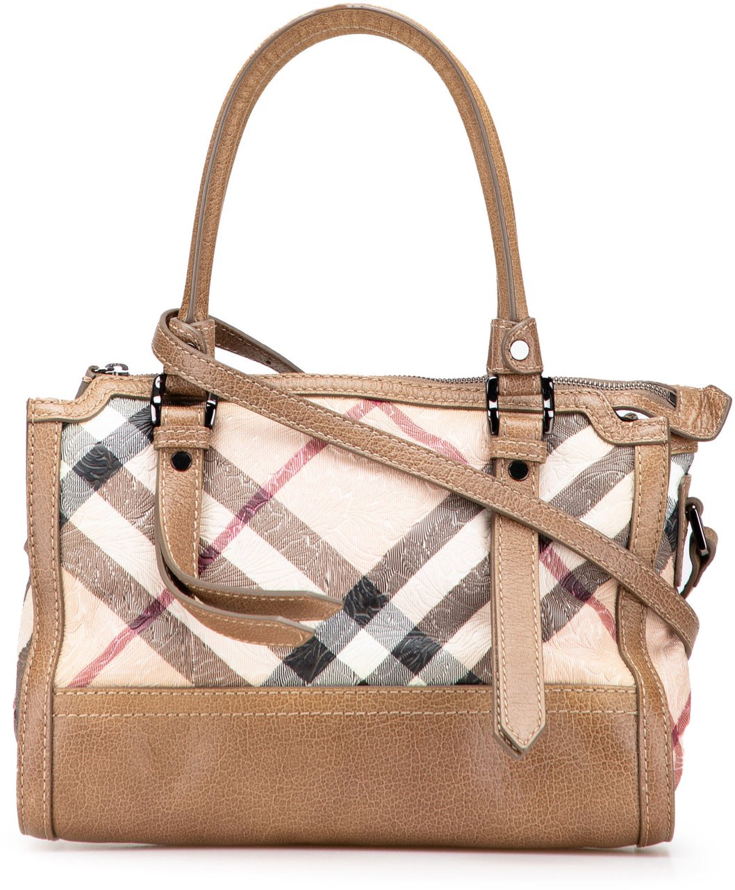 Burberry Embossed Supernova Check Coated Canvas Satchel Bruin