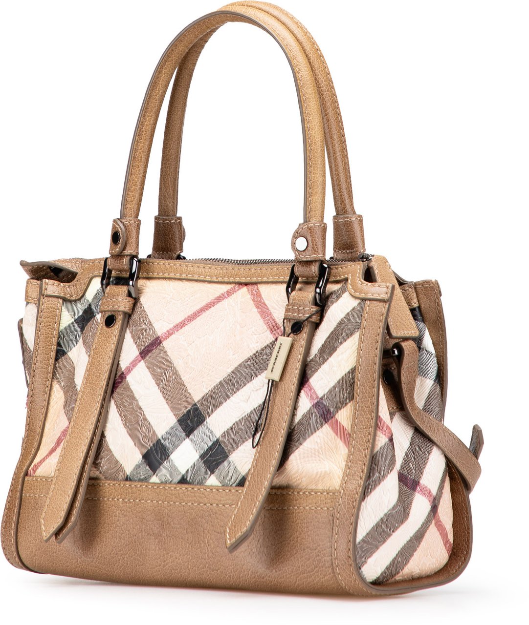 Burberry Embossed Supernova Check Coated Canvas Satchel Bruin