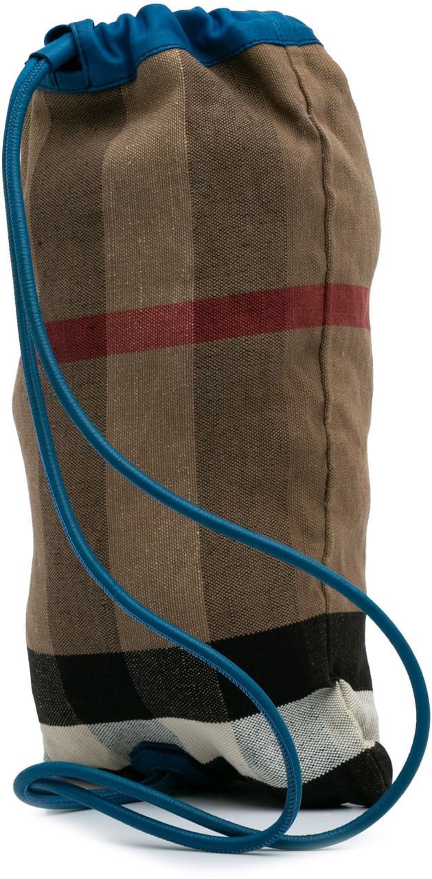 Burberry Mega Check Canvas Drawstring Sling Bag Bruin