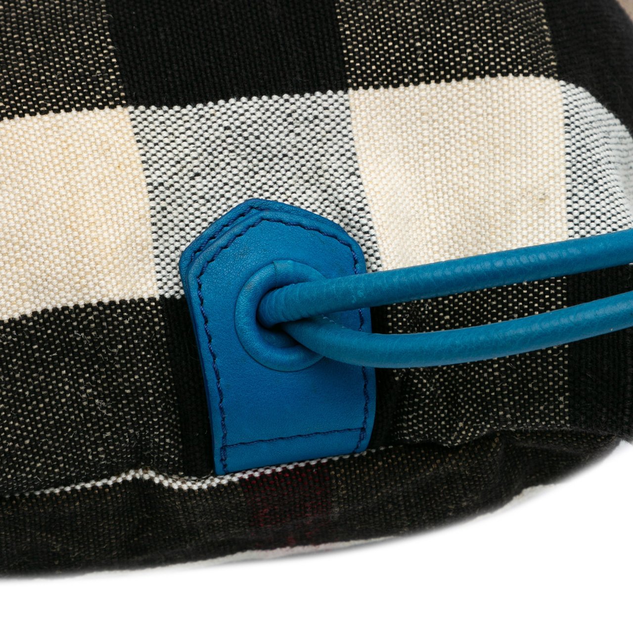 Burberry Mega Check Canvas Drawstring Sling Bag Bruin