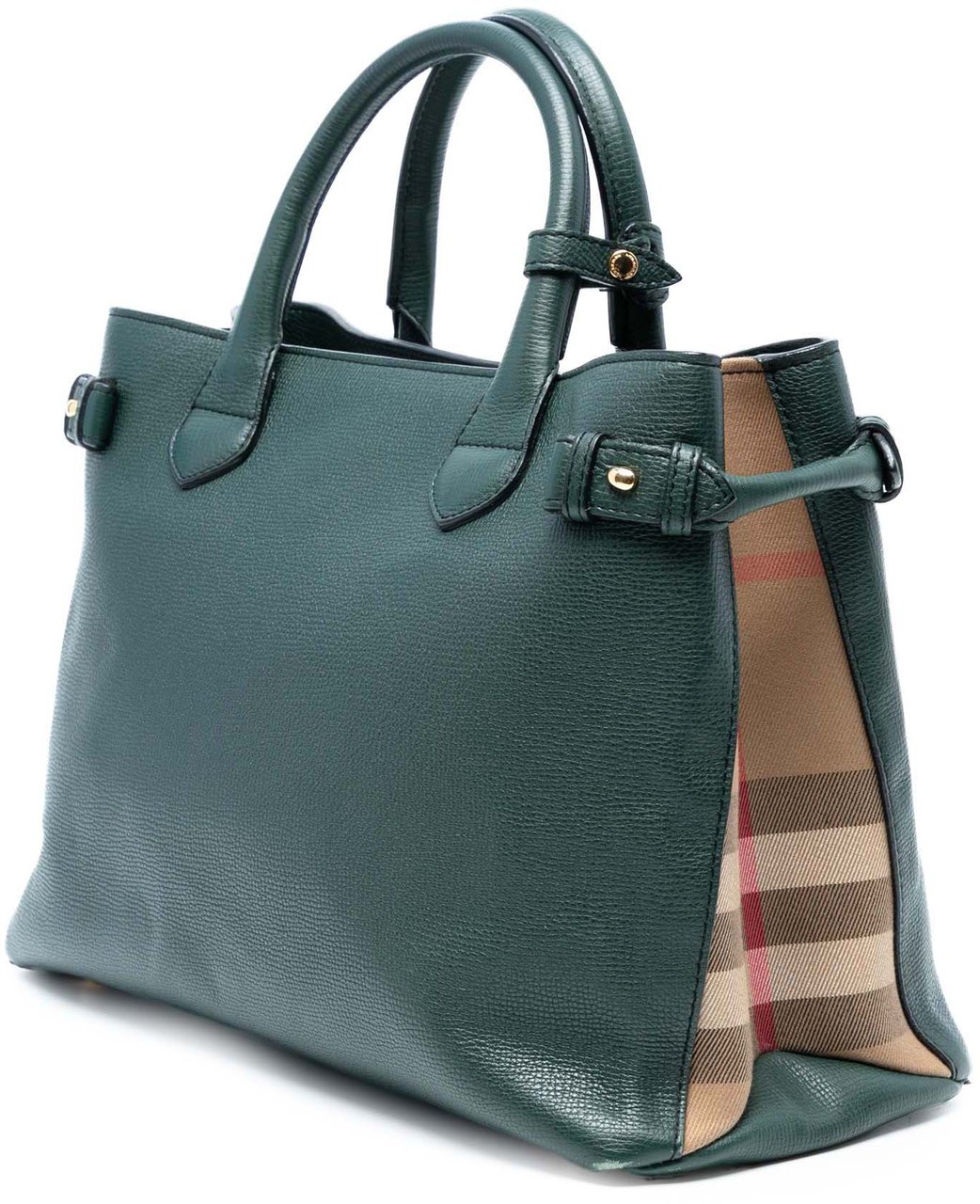 Burberry Medium Leather and House Check Banner Satchel Groen