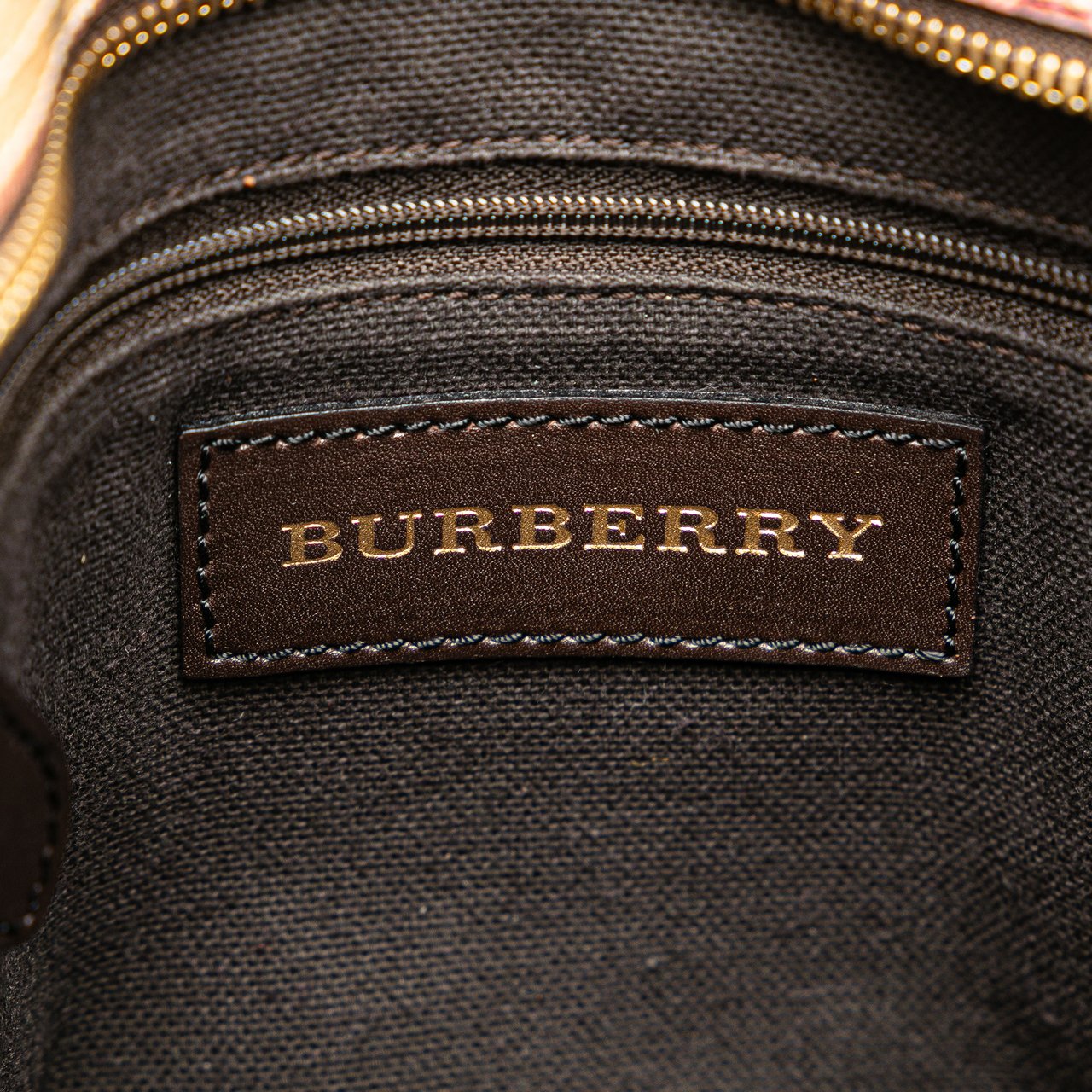 Burberry Haymarket Check Coated Canvas Tote Bruin