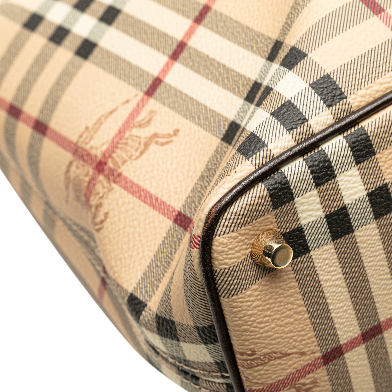 Burberry Haymarket Check Coated Canvas Tote Bruin