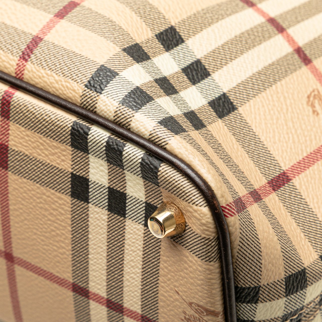 Burberry Haymarket Check Coated Canvas Tote Bruin