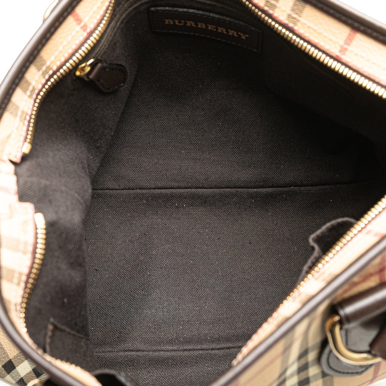 Burberry Haymarket Check Coated Canvas Tote Bruin