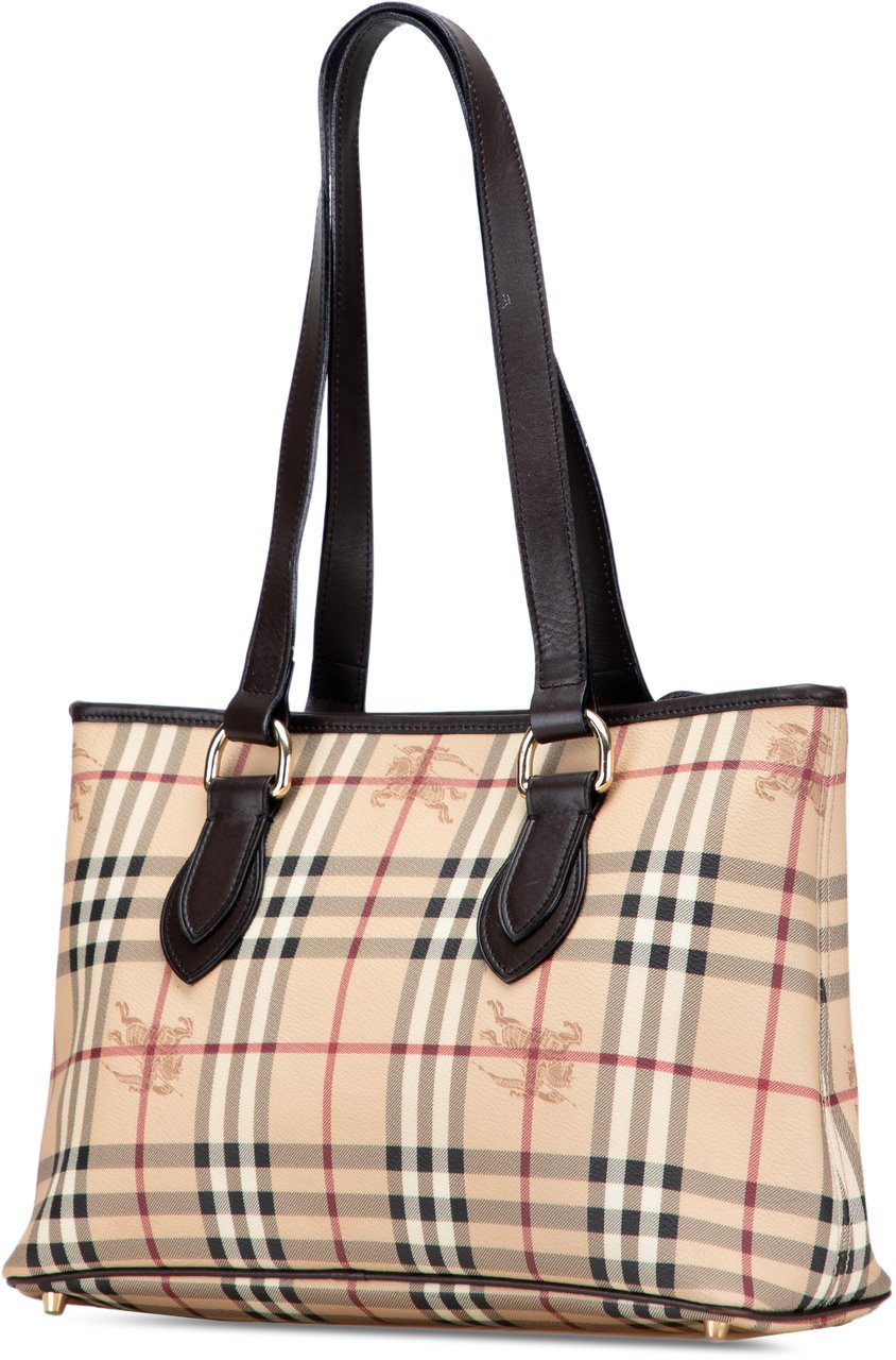 Burberry Haymarket Check Coated Canvas Tote Bruin