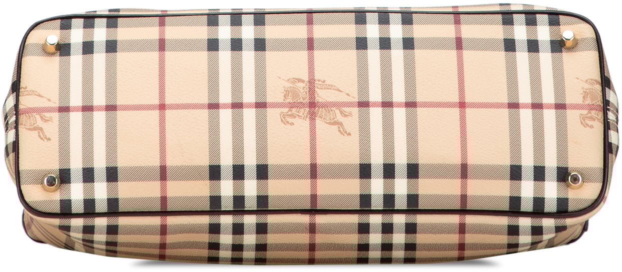 Burberry Haymarket Check Coated Canvas Tote Bruin